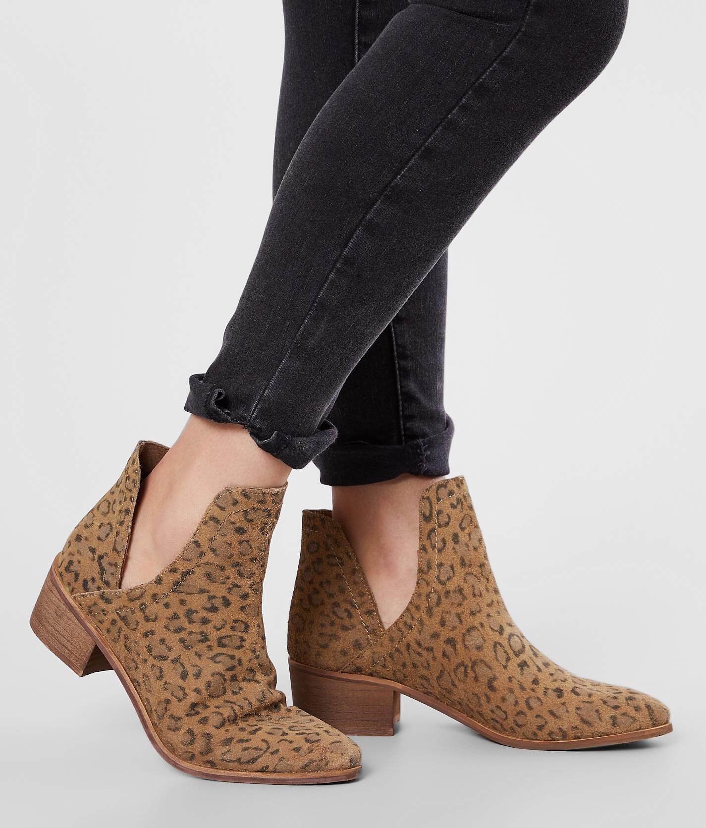 leopard print leather ankle boots