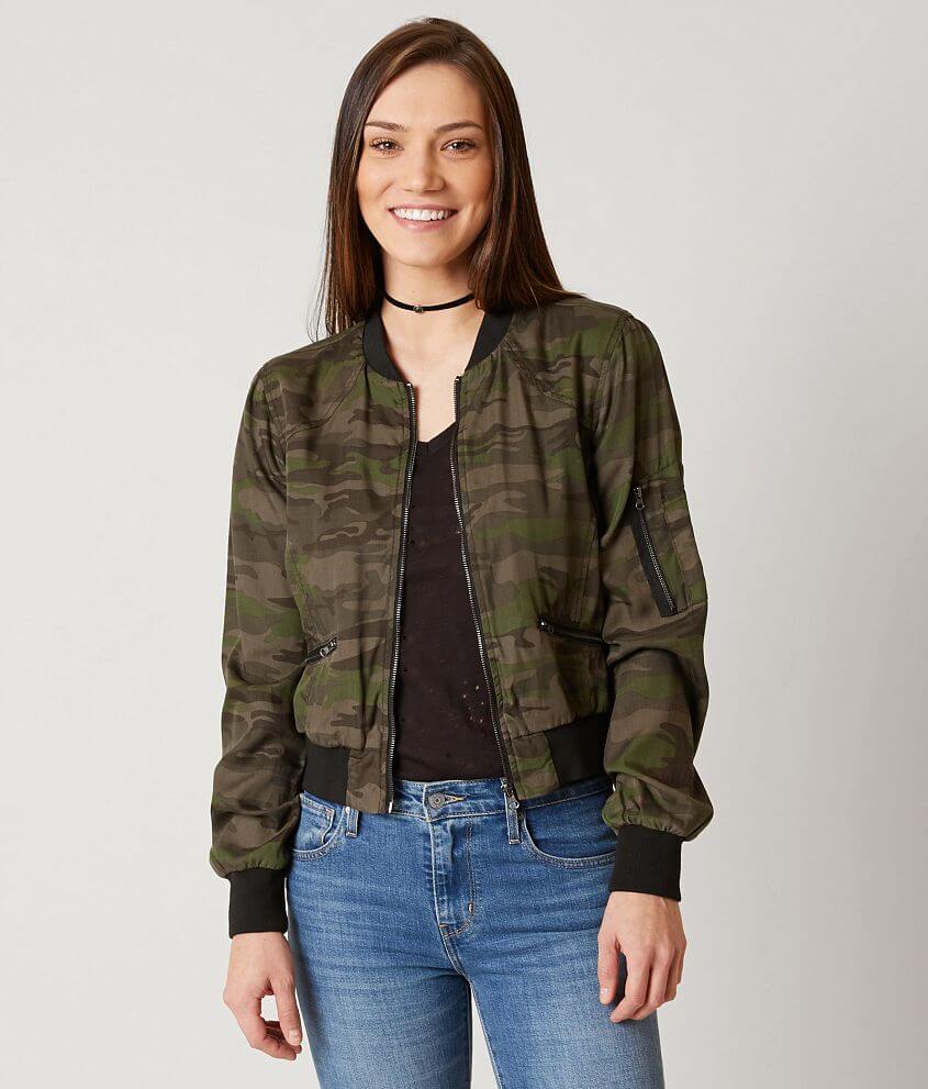 Me Jane Camo Bomber Jacket front view