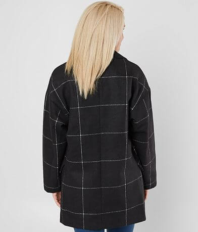 Me Jane Grid Pattern Pea Coat back view