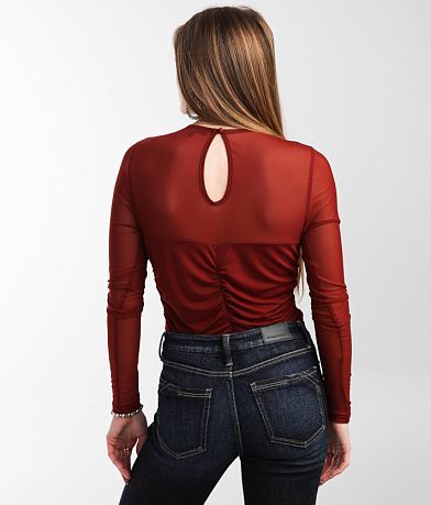 red by BKE Pieced Mesh Top BACK