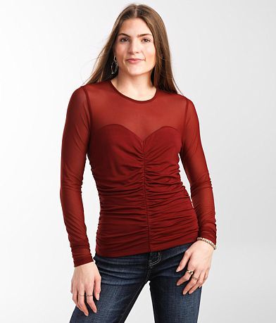 red by BKE Pieced Mesh Top MISC_DETAIL_1