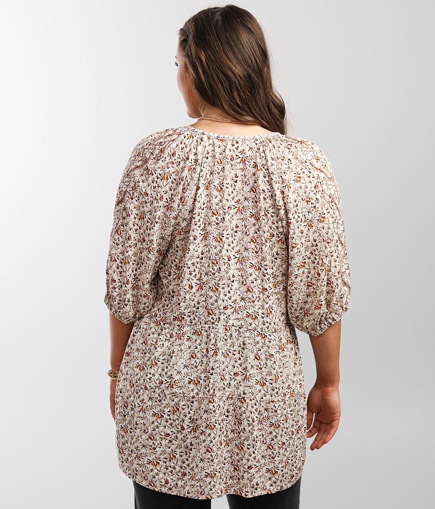 Floral Print Crinkle Top