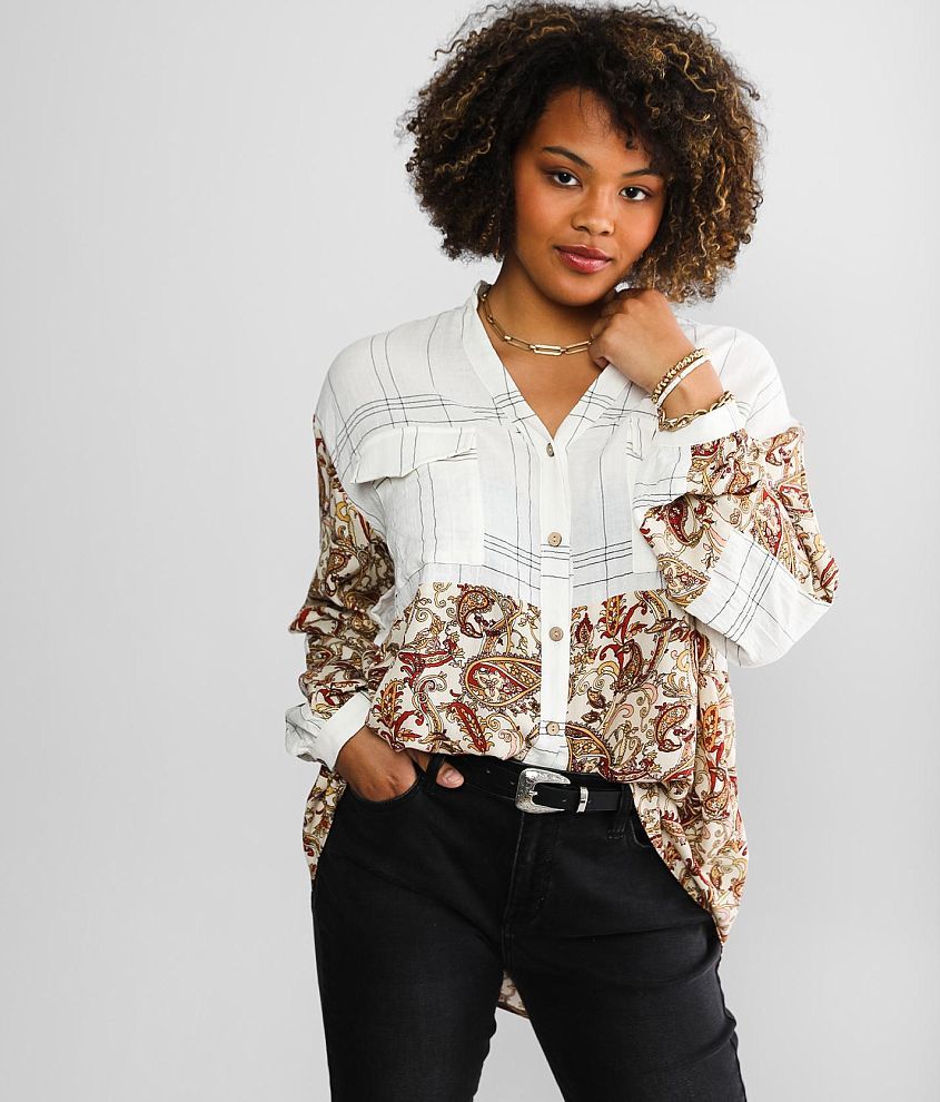 Gimmicks Paisley Pieced Blouse front view