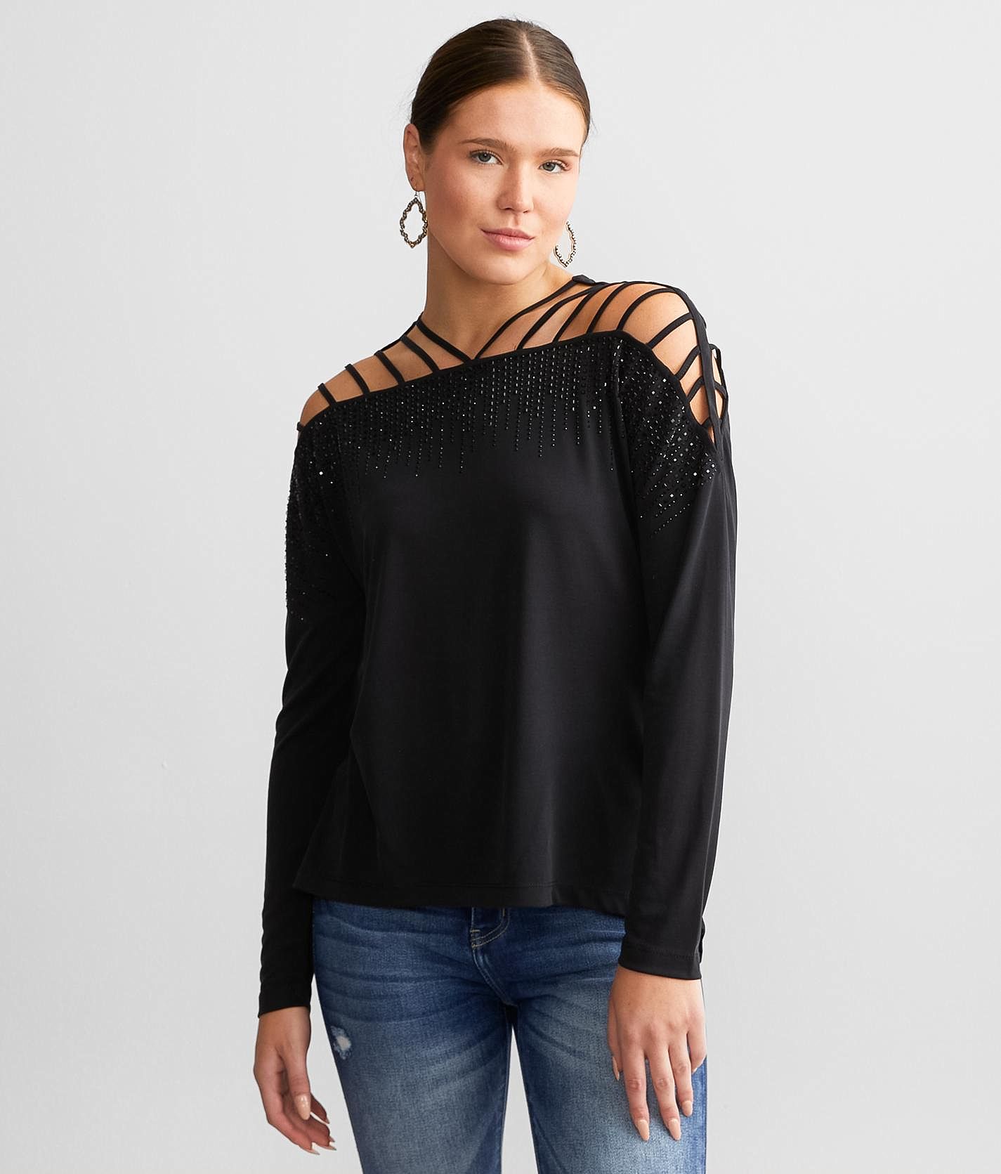 Long Sleeve Cold Shoulder Top