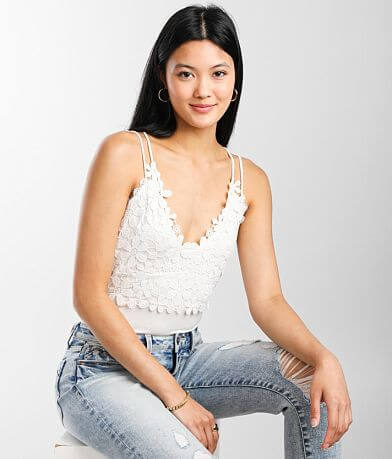 red by BKE Floral Crochet Tank Top