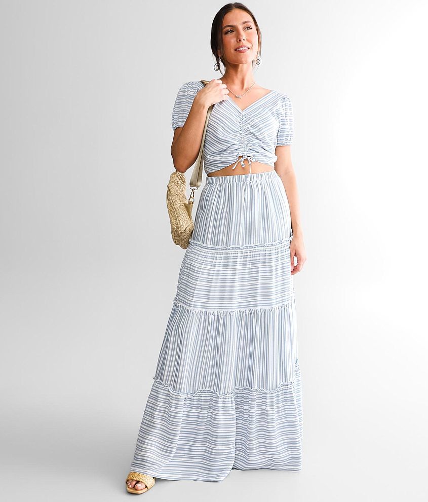 Tiered maxi shop skirt cream