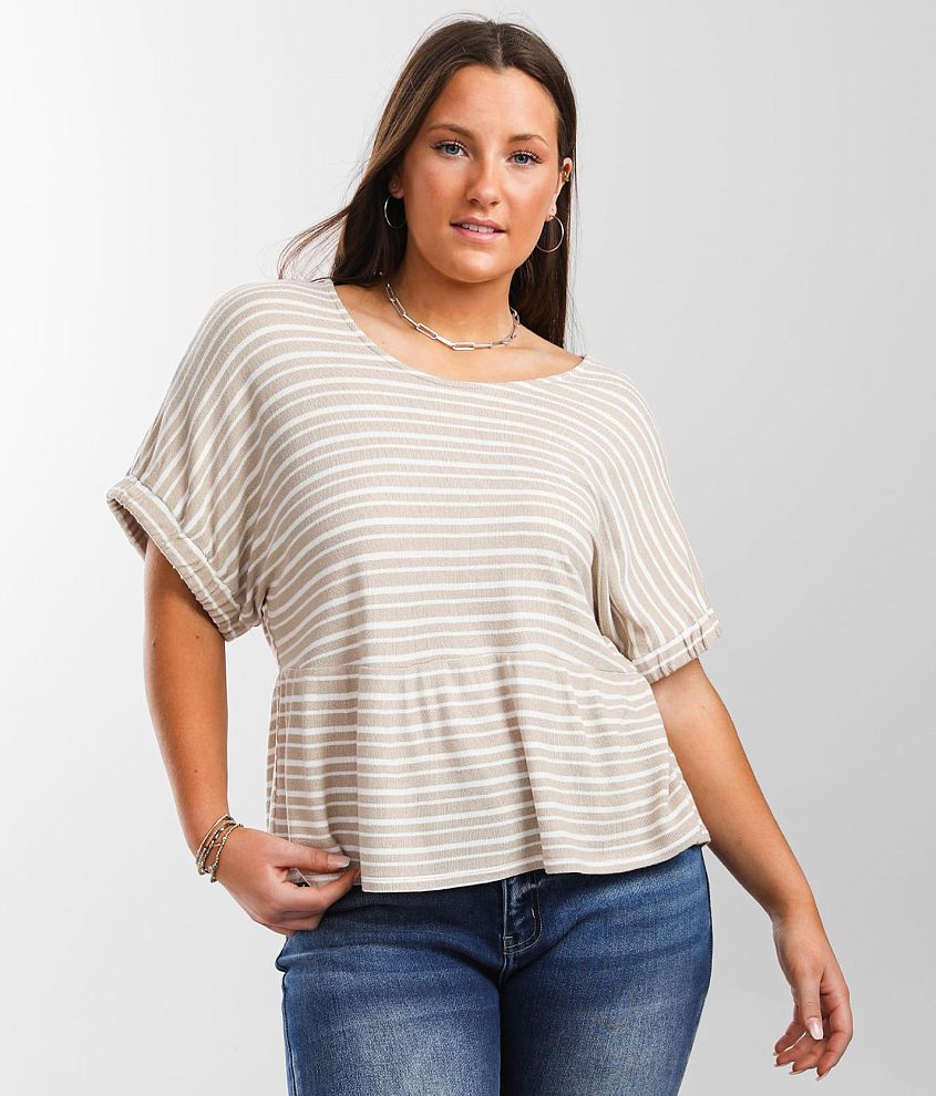 Daytrip Babydoll Striped Top front view
