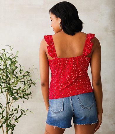 Willow &amp; Root Polka Dot Ruffle Tank Top BACK
