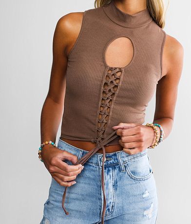 Gilded Intent Lace-Up Cut-Out Tank Top MISC_DETAIL_1