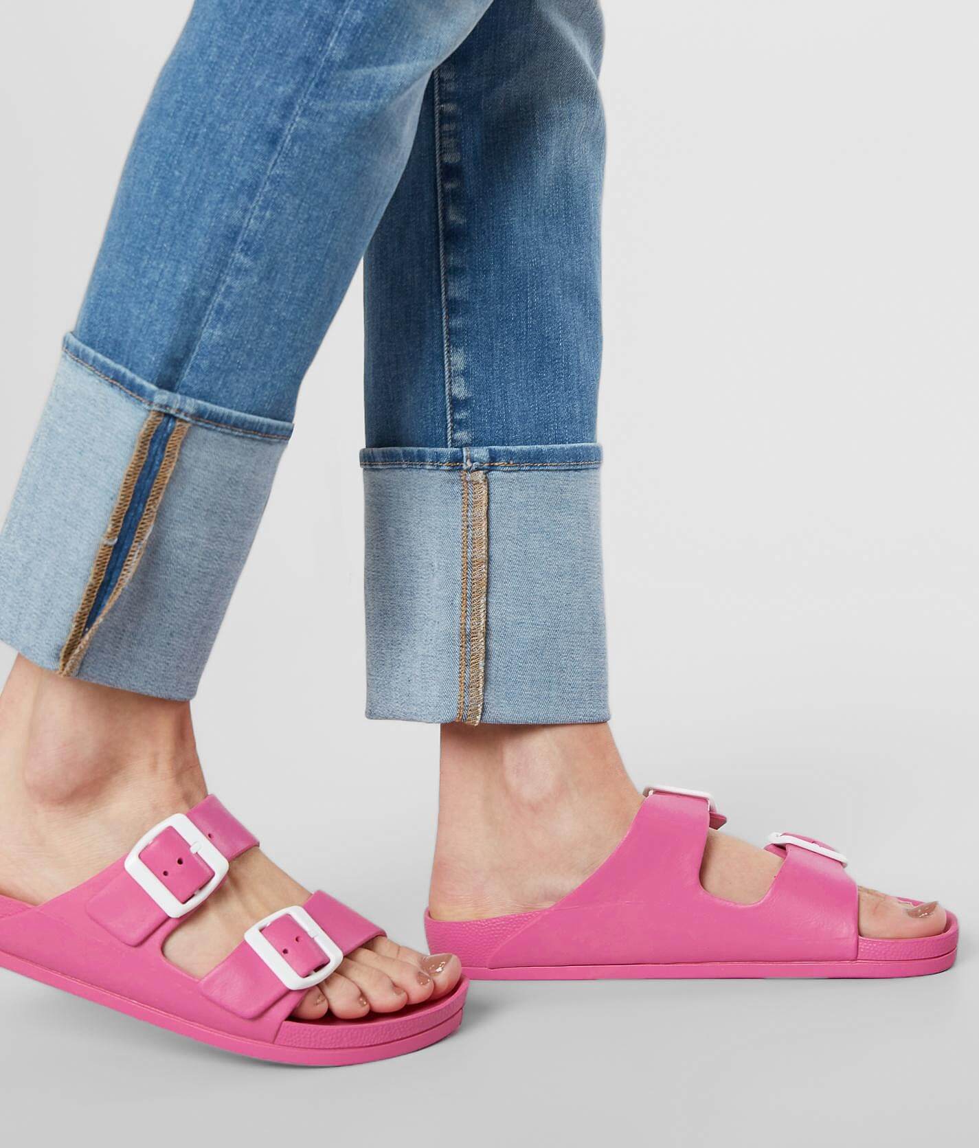 pink two strap sandals