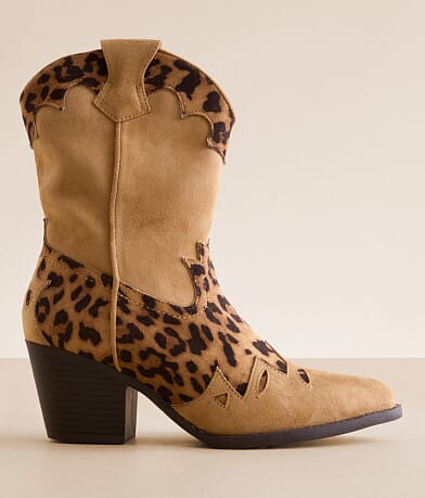 Mia Sonni Leopard Western Ankle Boot front view