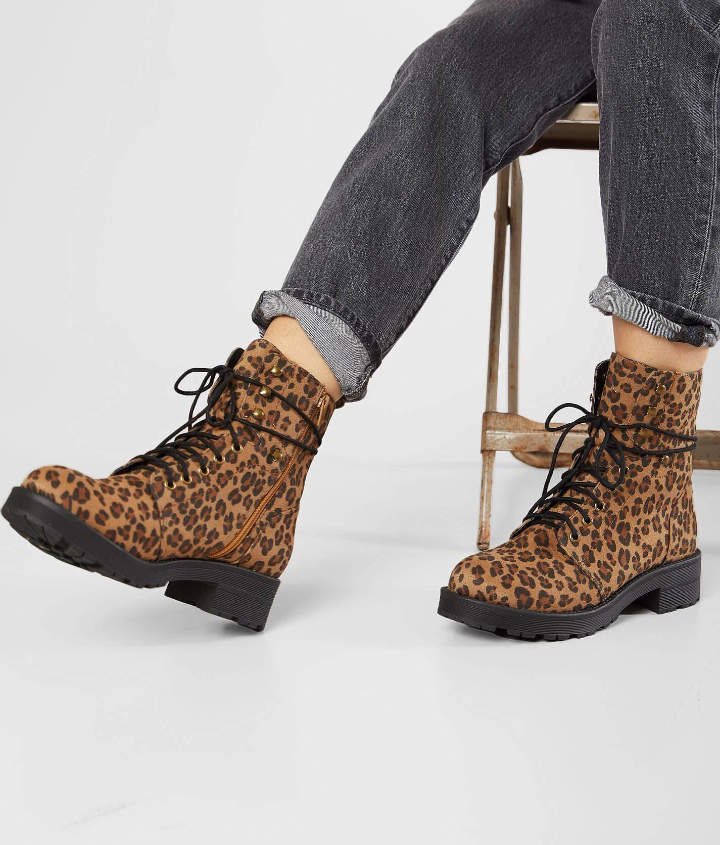 cheetah print combat boots