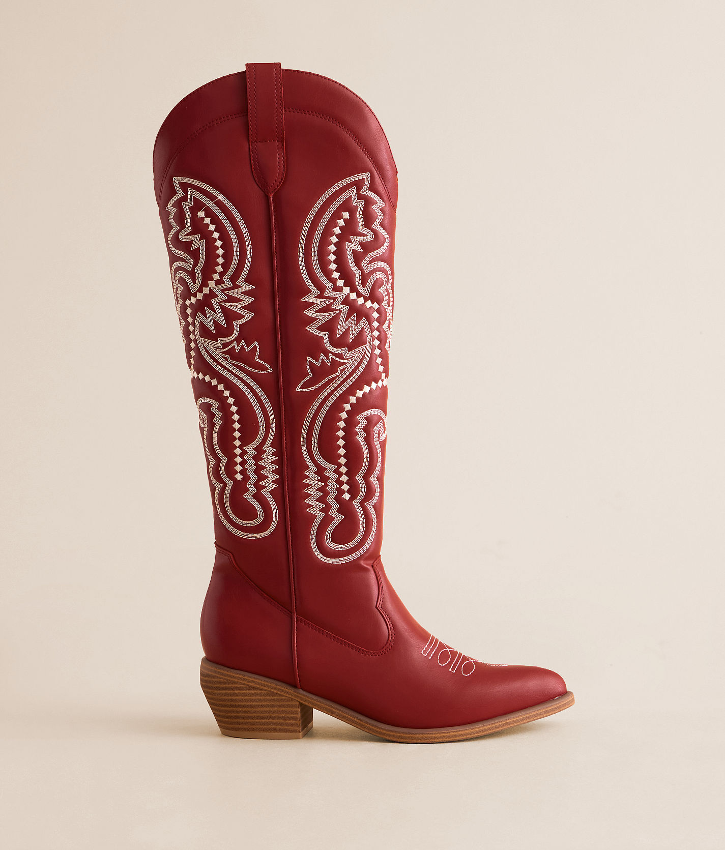 Mia Sanddie Embroidered Western Boot - Women's Shoes in Deep Red