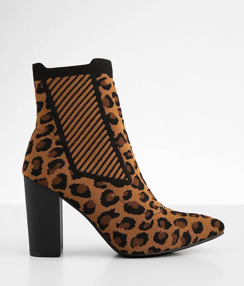 Mia Leopard Sock Ankle Boot front view