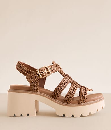 Mia Harllow Raffia Chunky Heeled Sandal front view