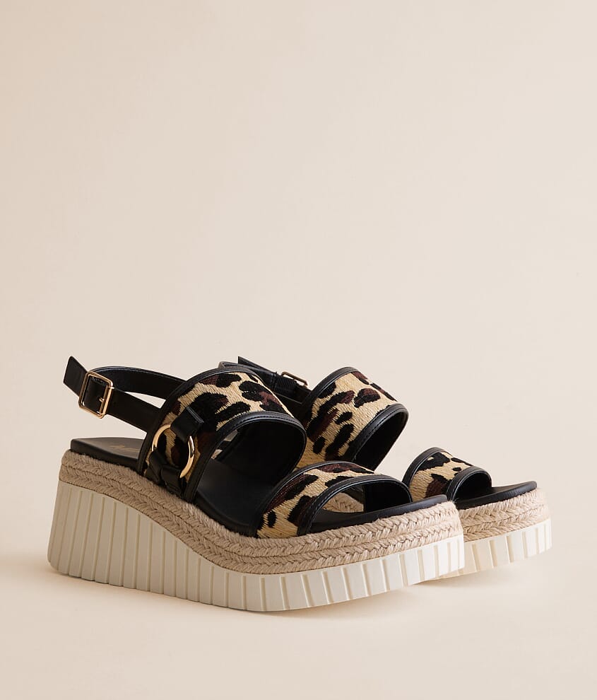 Alyshiaa Leopard Raffia Wedge Sandal - thumbnail 2