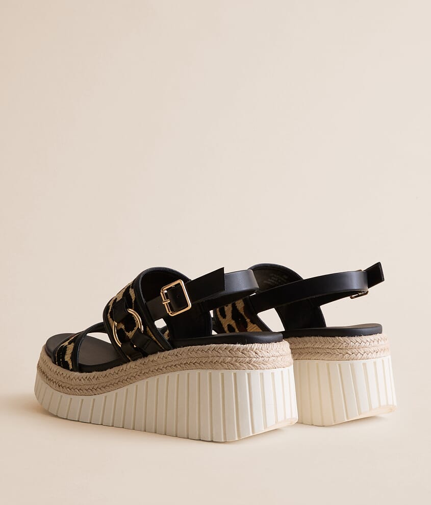 Alyshiaa Leopard Raffia Wedge Sandal - thumbnail 3