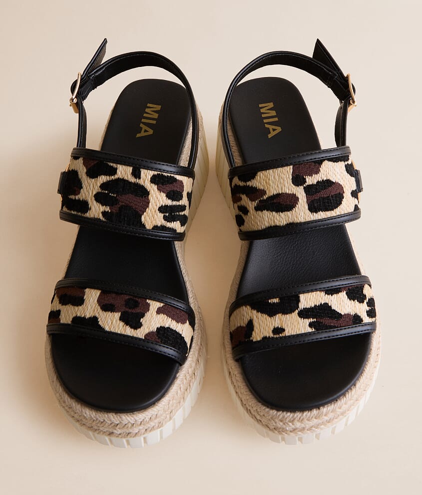 Alyshiaa Leopard Raffia Wedge Sandal - thumbnail 4