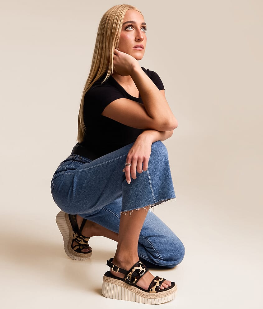 Alyshiaa Leopard Raffia Wedge Sandal - thumbnail 6