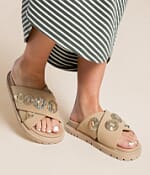 Mia Embossed Metal Western Sandal - Women's Shoes in Sand