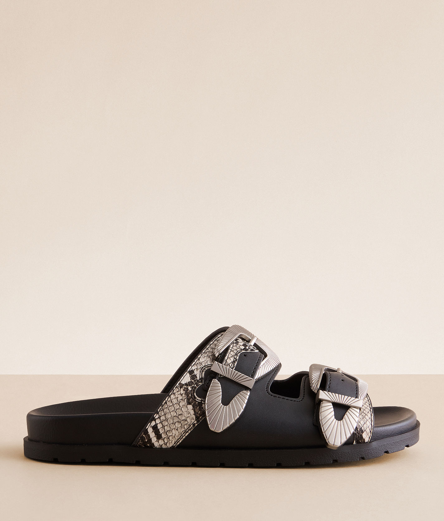 Mia Zefyri Double Strap Sandal - Women's Shoes in Black Beige | Buckle