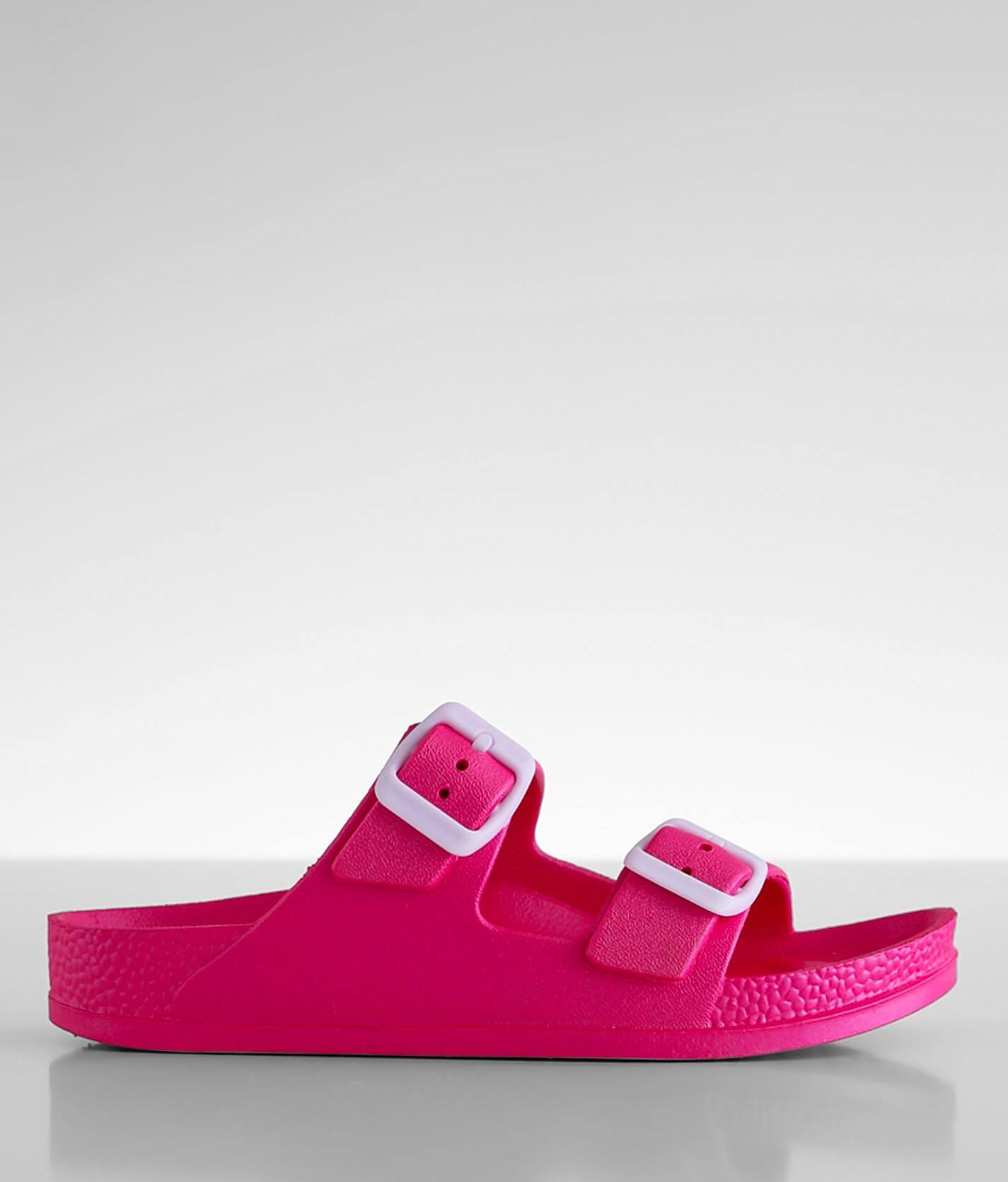 pink buckle sandals