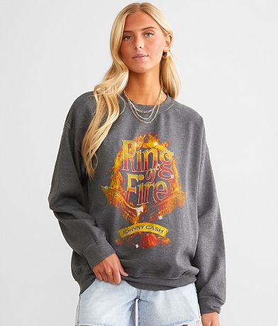 Merch Traffic Johnny Cash Ring Of Fire Band Pullover front view