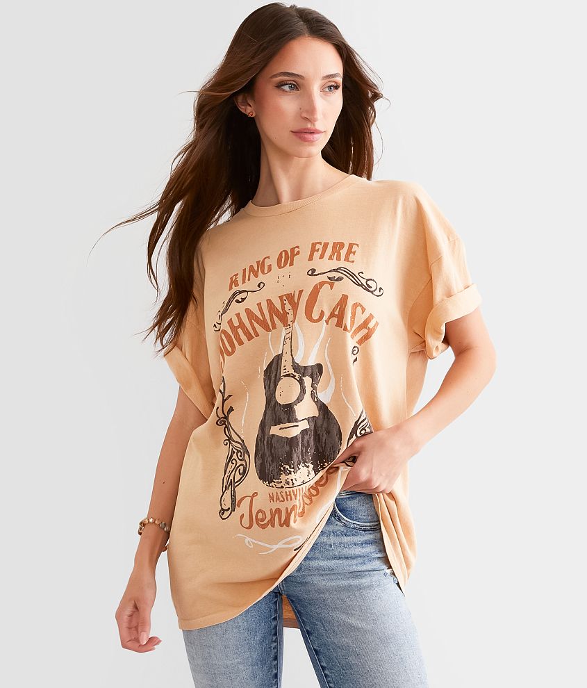 Merch Traffic Johnny Cash Ring Of Fire Band T-Shirt front view