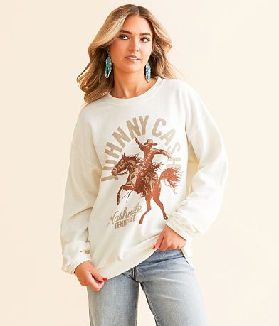 Merch Traffic Johnny Cash Cowboy Oversized Band Pullover front view