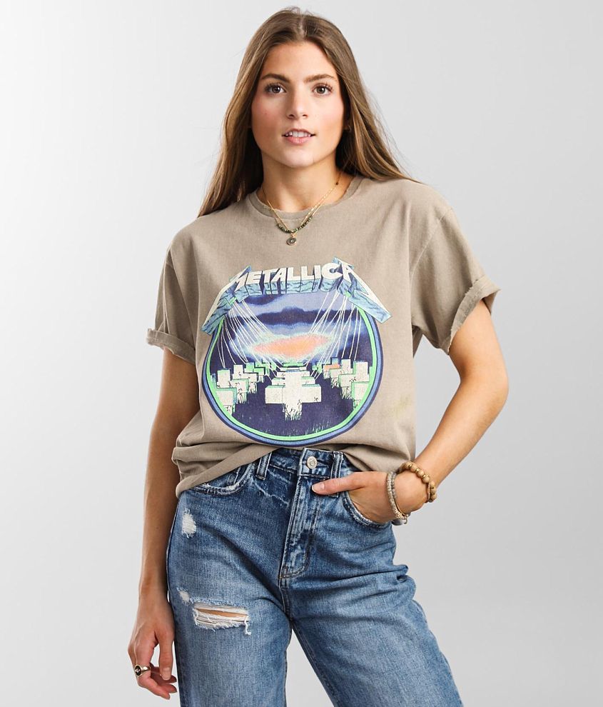 Metallica Washed Band T Shirt Women s T Shirts in Stone Buckle