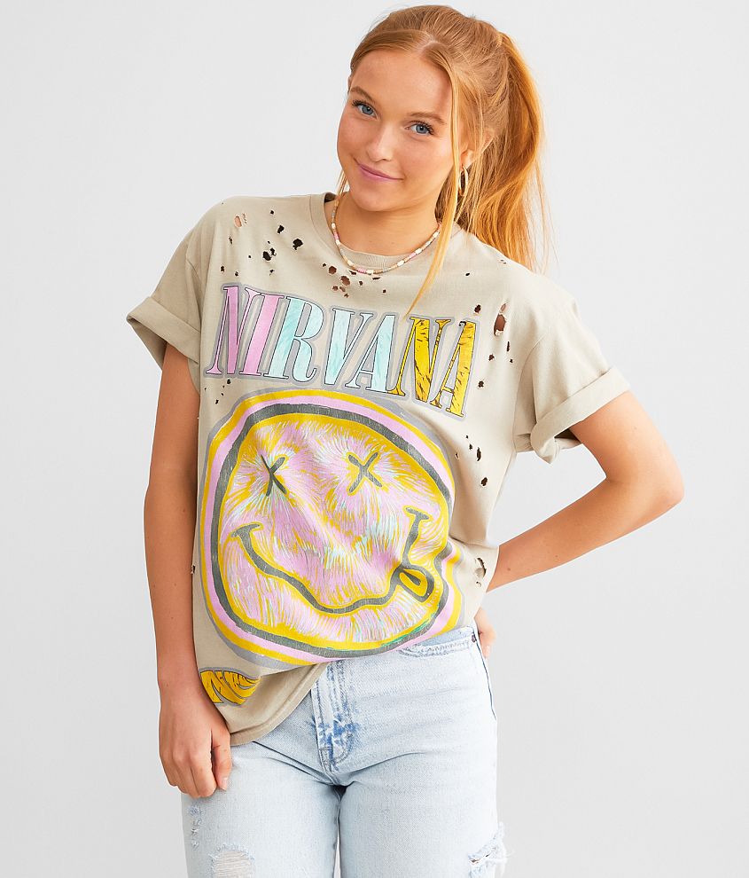 Nirvana Nevermind Band T-Shirt - Women's T-Shirts in Beige