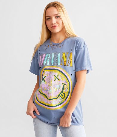 Merch Traffic Nirvana&#174; Smiley Oversized Band T-Shirt FULL_LEFT_SIDE