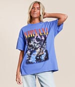 ミュージシャン 00's NIRVANA Cymbal Monkey Band T-Shirts Merch Traffic Nirvana Oversized Band T-Shirt - Women's Graphic T