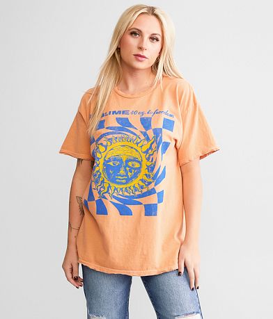 Merch Traffic Sublime Checkered Oversized Band T-Shirt front view