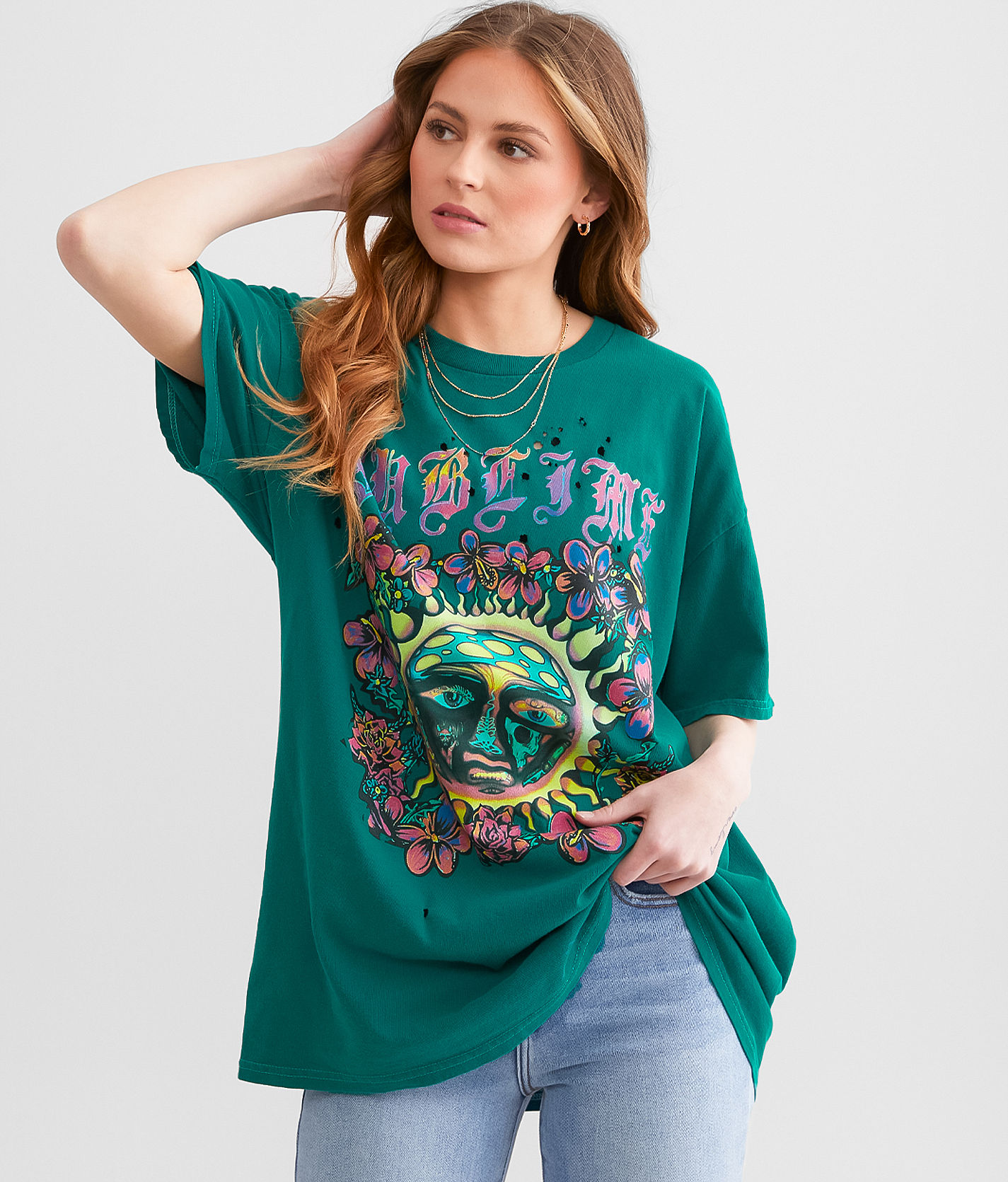 Sublime Oversized Band T-Shirt - Women's T-Shirts in Blue Green 