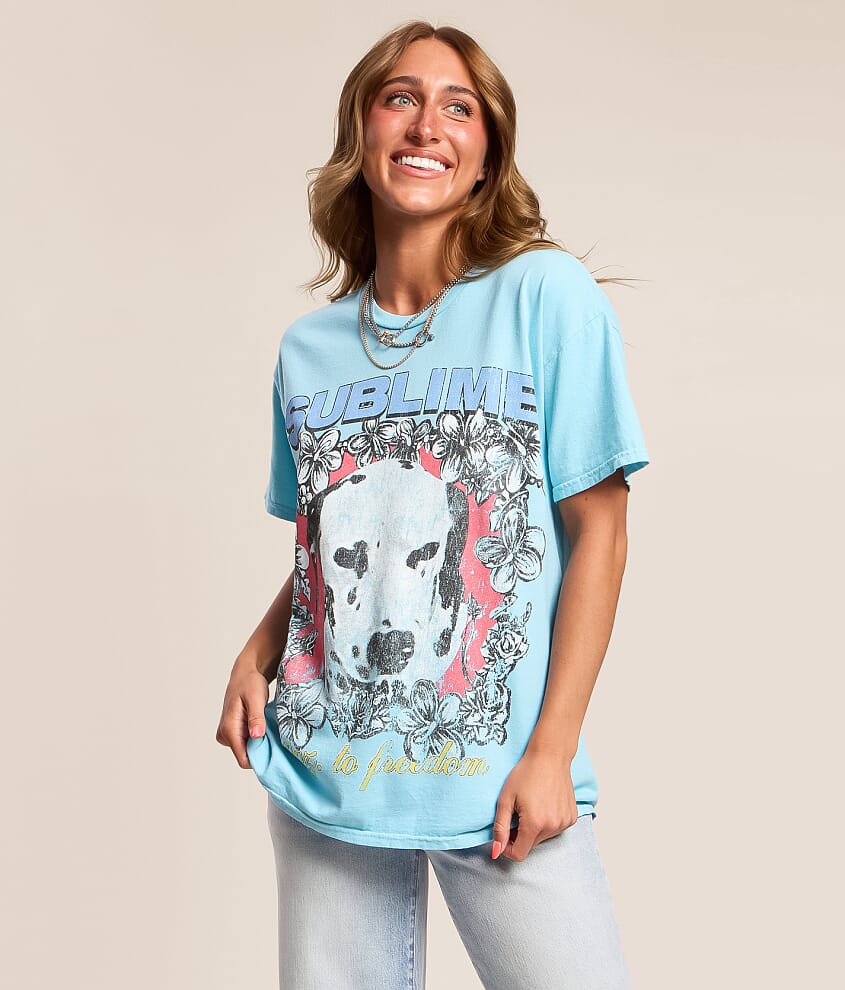 Sublime Floral Dog Oversized Band T-Shirt