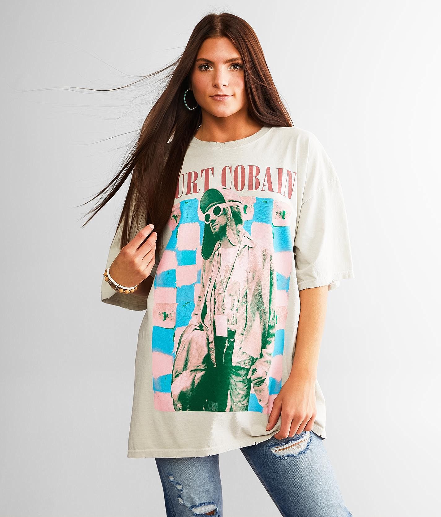 Kurt Cobain Band T-Shirt - One Size - Women's T-Shirts in Off Kurt Cobain Band T-Shirt - One Size - Women's T-Shirts in Off