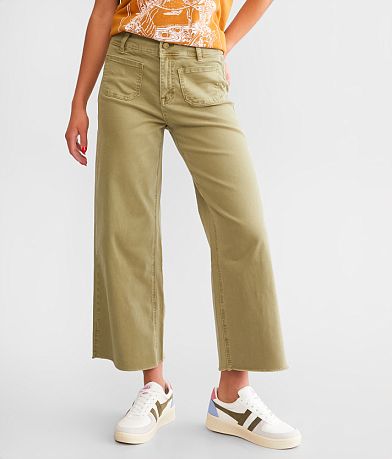 Mica Denim Cropped Wide Leg Stretch Pant - Women's Pants in Mint