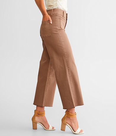 Ladies Mica Denim High-Rise Wide Leg Pants-Almond Milk