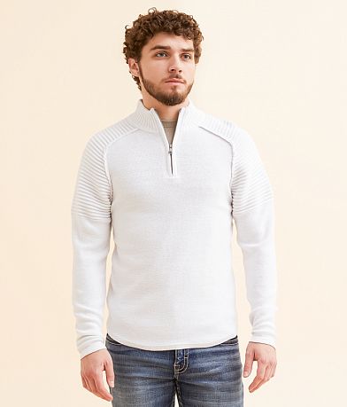 BKE Ribbed Quarter Zip Sweater front view