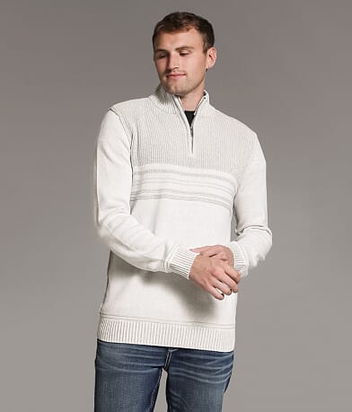 BKE Ribbed Quarter Zip Sweater front view