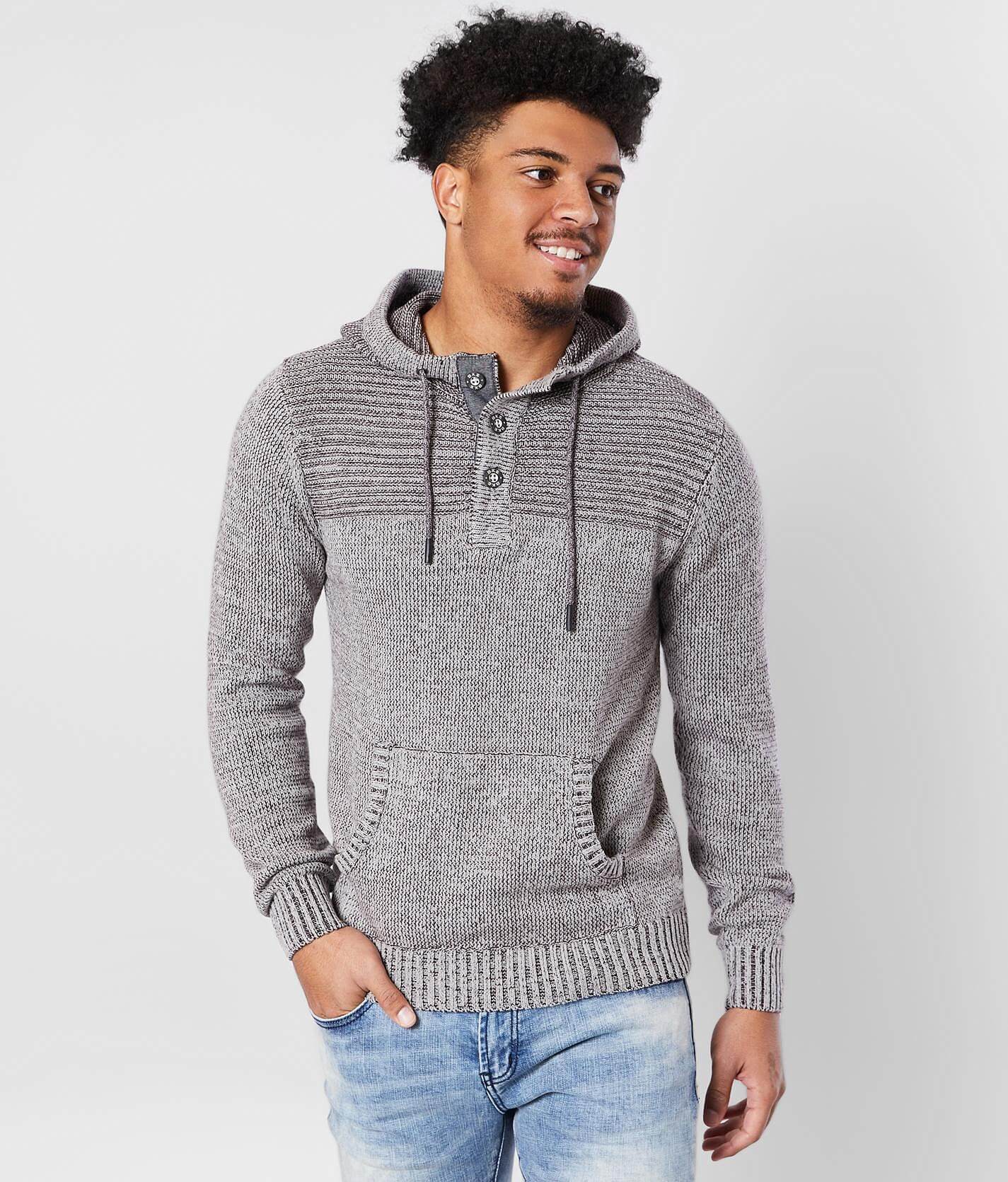 hooded henley sweater