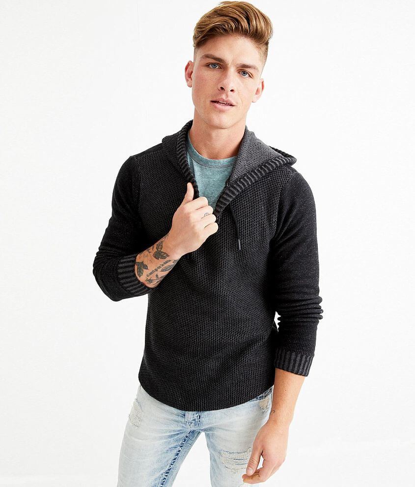BKE Maxwell Hooded Split Neck Sweater front view