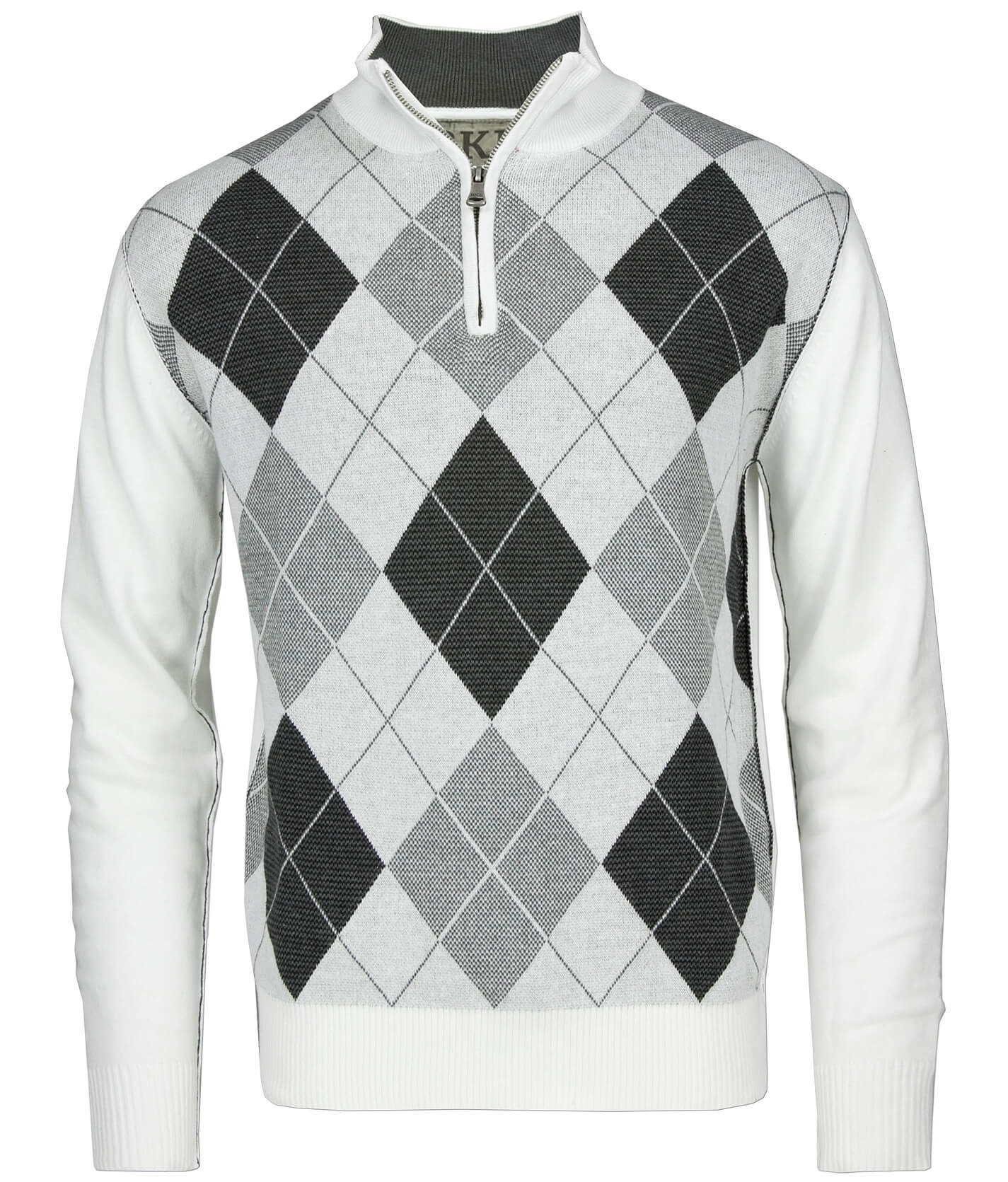 white argyle sweater