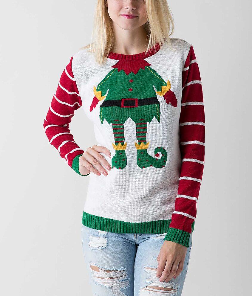 Ugly Christmas Sweater Elf Sweater Women s Sweaters in White