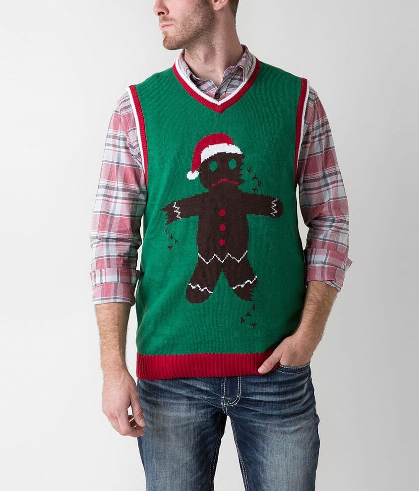 Ugly Christmas Sweater Gingerbread Sweater Vest front view