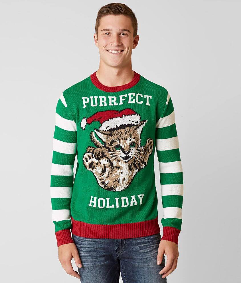 Ugly Christmas Sweater Purrfect Holiday Sweater - Men's Sweaters in ...