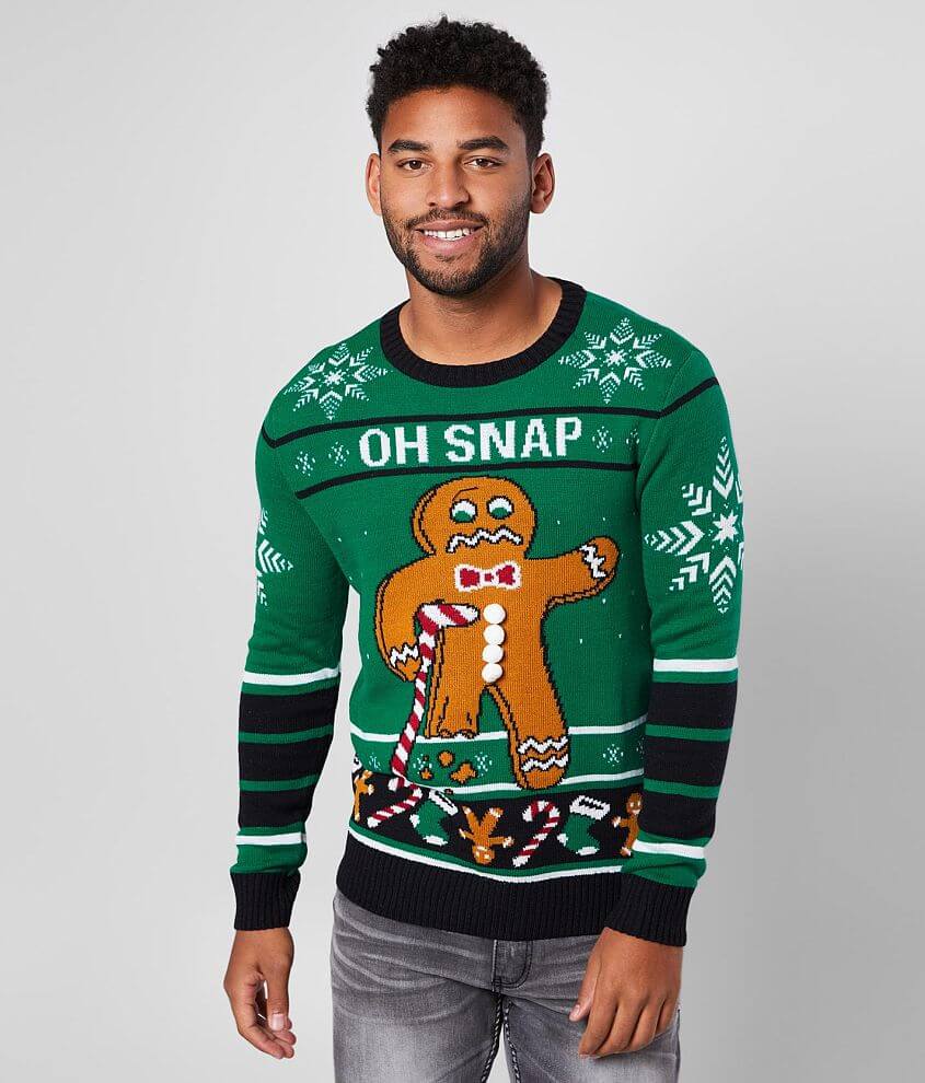 Ugly Christmas Sweater Oh Snap Gingerbread Sweater - Men's Sweaters in ...