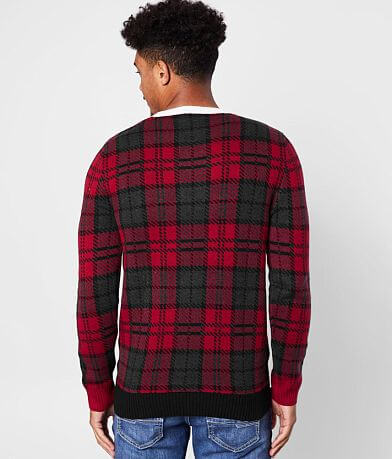 Ugly Christmas Sweater Plaid Tux Sweater back view