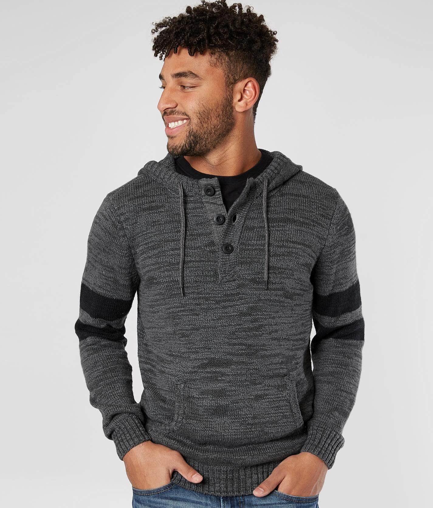 hooded henley sweater